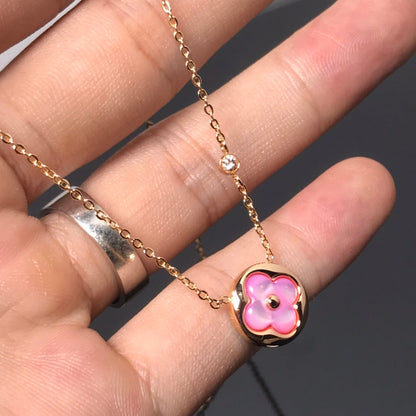 [AURORA]COLOR BLOSSOM PINK MOP SUN GOLD NECKLACE