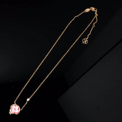 [AURORA]COLOR BLOSSOM PINK MOP SUN GOLD NECKLACE