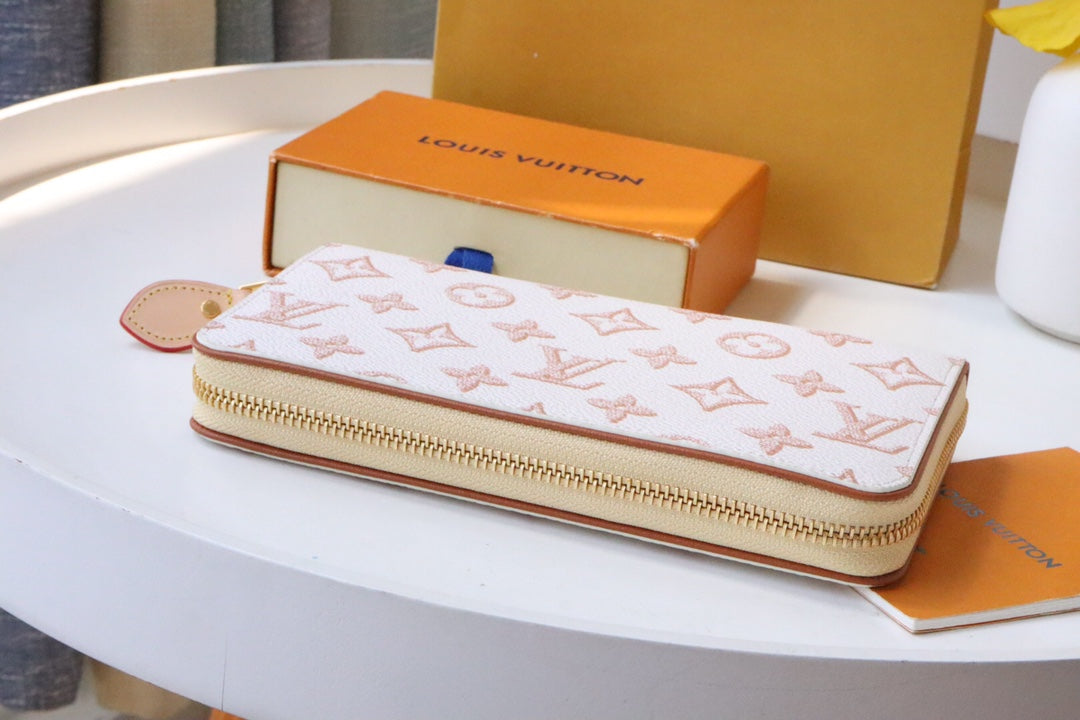 CLEMENCE WALLET 19.5 WHITE PINK MONOGRAM CANVAS