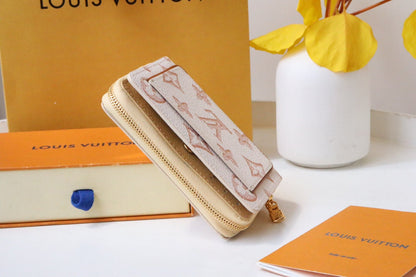 LOU WALLET 11.5 WHITE PINK MONOGRAM CANVAS