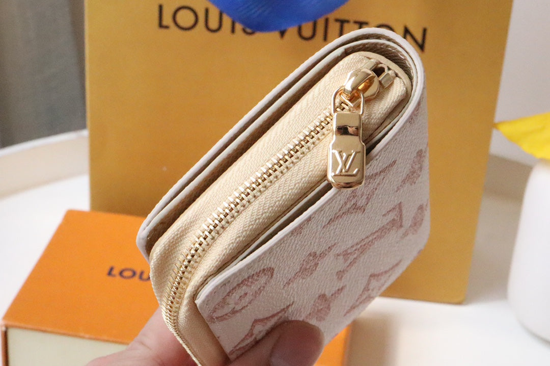 LOU WALLET 11.5 WHITE PINK MONOGRAM CANVAS