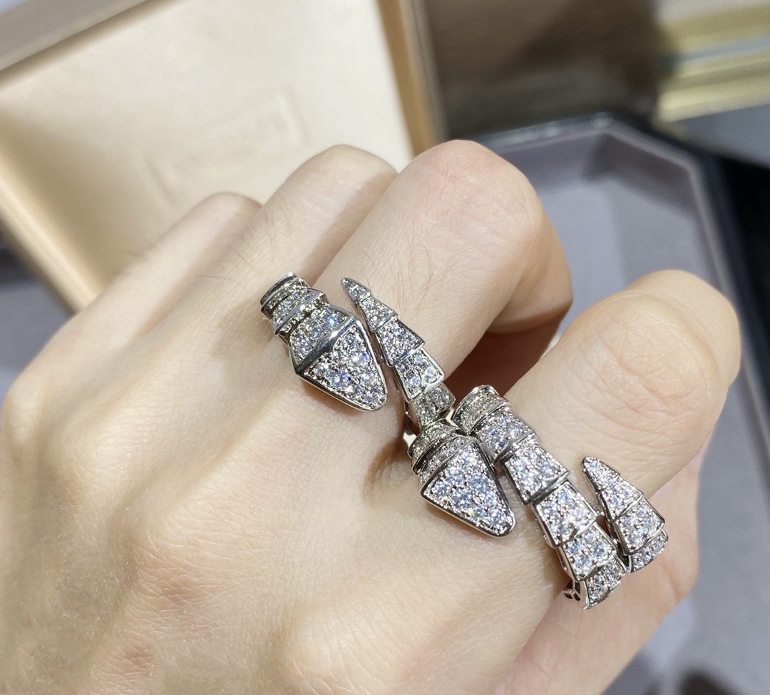 [AURORA]SERPENTI LARGE RING SILVER DIAMOND PAVED