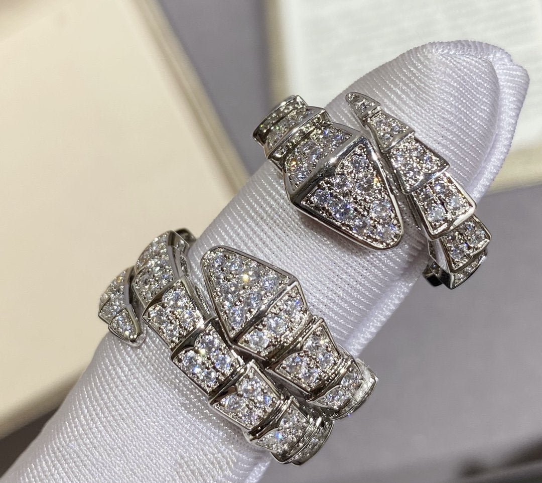 [AURORA]SERPENTI LARGE RING SILVER DIAMOND PAVED