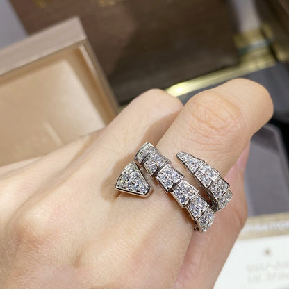 [AURORA]SERPENTI DOUBLE RING SILVER DIAMOND PAVED