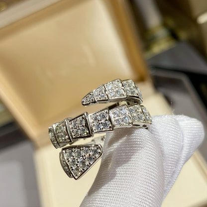 [AURORA]SERPENTI DOUBLE RING SILVER DIAMOND PAVED