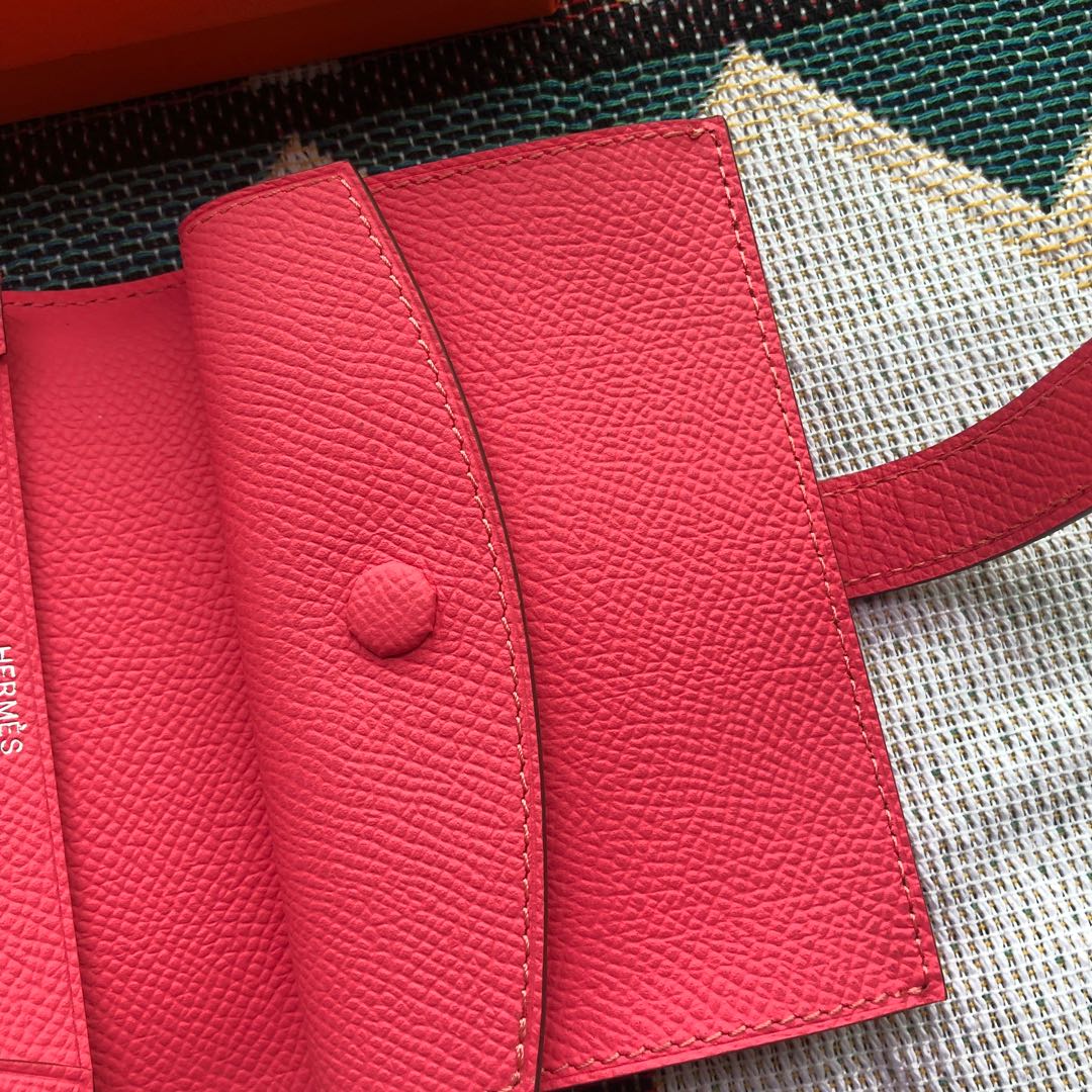 BEARN COMPACT WALLET 12 IN WATERMELON PINK EPSOM LEATHER