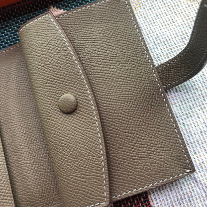 BEARN COMPACT WALLET 12 IN MEDIUM BROWN EPSOM LEATHER