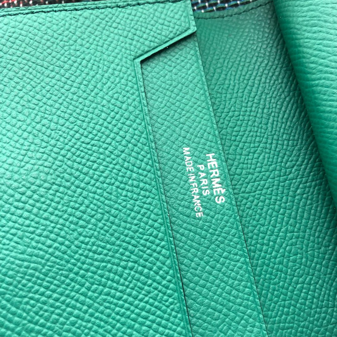 BEARN COMPACT WALLET 12 IN GREEN FOREST EPSOM LEATHER