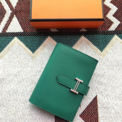 BEARN COMPACT WALLET 12 IN GREEN FOREST EPSOM LEATHER