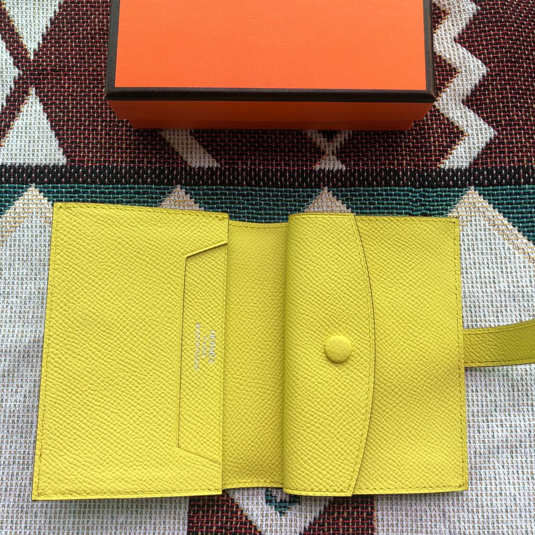 BEARN COMPACT WALLET 12 IN SUNSHINE YELLOW EPSOM LEATHER