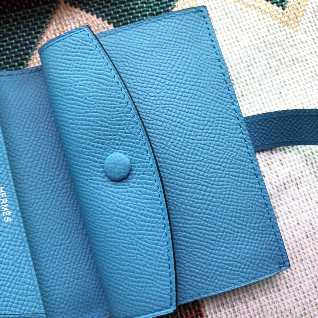 BEARN COMPACT WALLET 12 IN OCEAN BLUE EPSOM LEATHER
