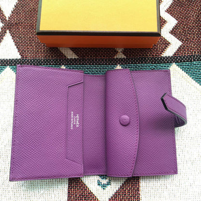 BEARN COMPACT WALLET 12 IN VIOLET PURPLE EPSOM LEATHER