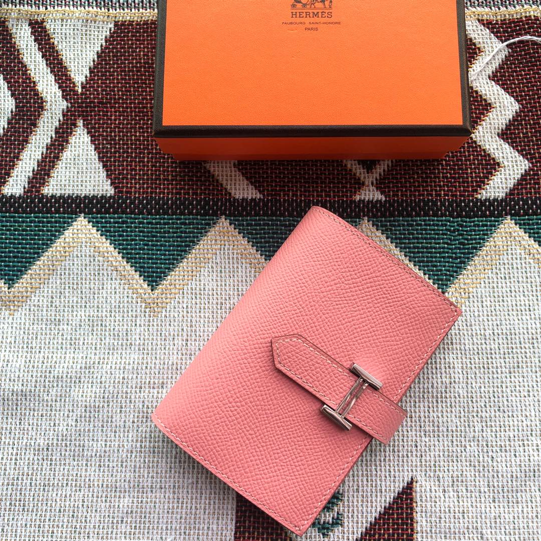 BEARN COMPACT WALLET 12 IN BLUSH PINK EPSOM LEATHER