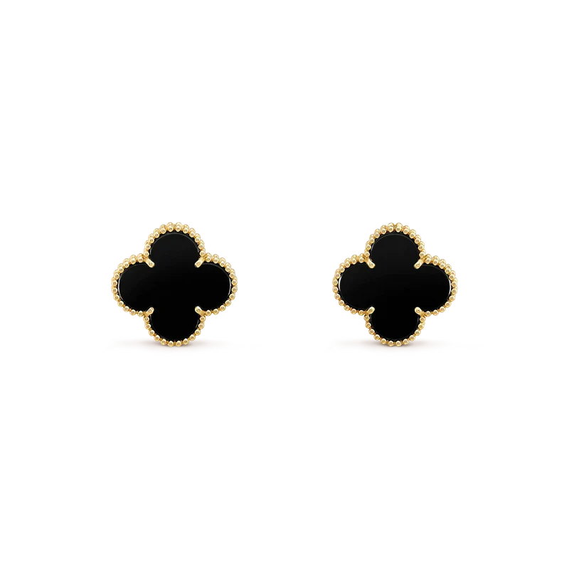 [AURORA]CLOVER MEDIUM 1 MOTIFS  ONYX STUD EARRINGS