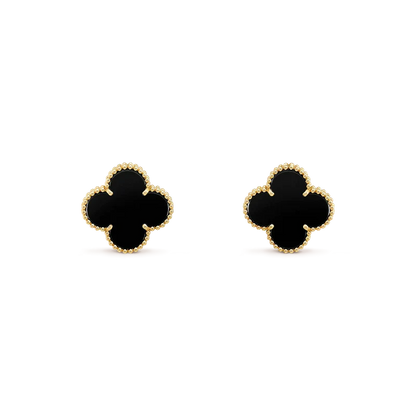 [AURORA]CLOVER MEDIUM 1 MOTIFS  ONYX STUD EARRINGS