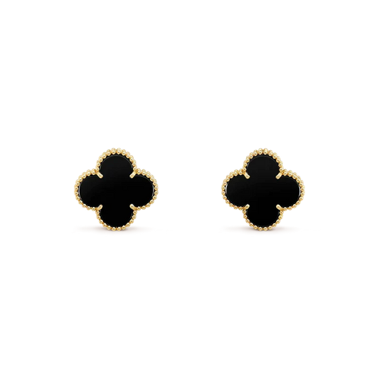 [AURORA]CLOVER MEDIUM 1 MOTIFS  ONYX STUD EARRINGS