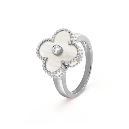 [AURORA]CLOVER SILVER MOP DIAMOND RING