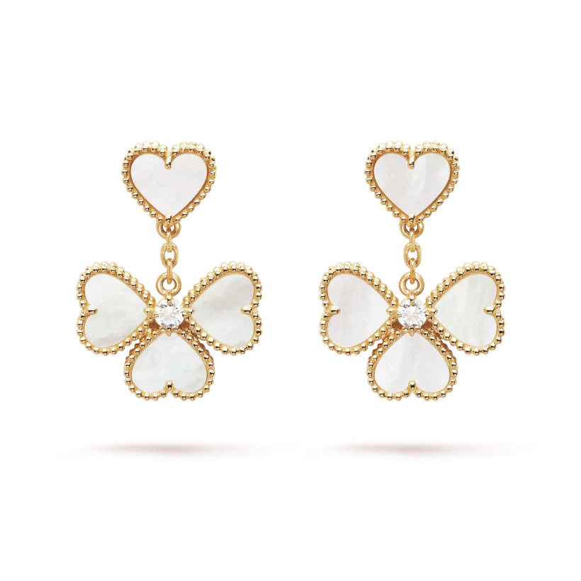 [AURORA]CLOVER SWEET WHITE MOP EARRINGS