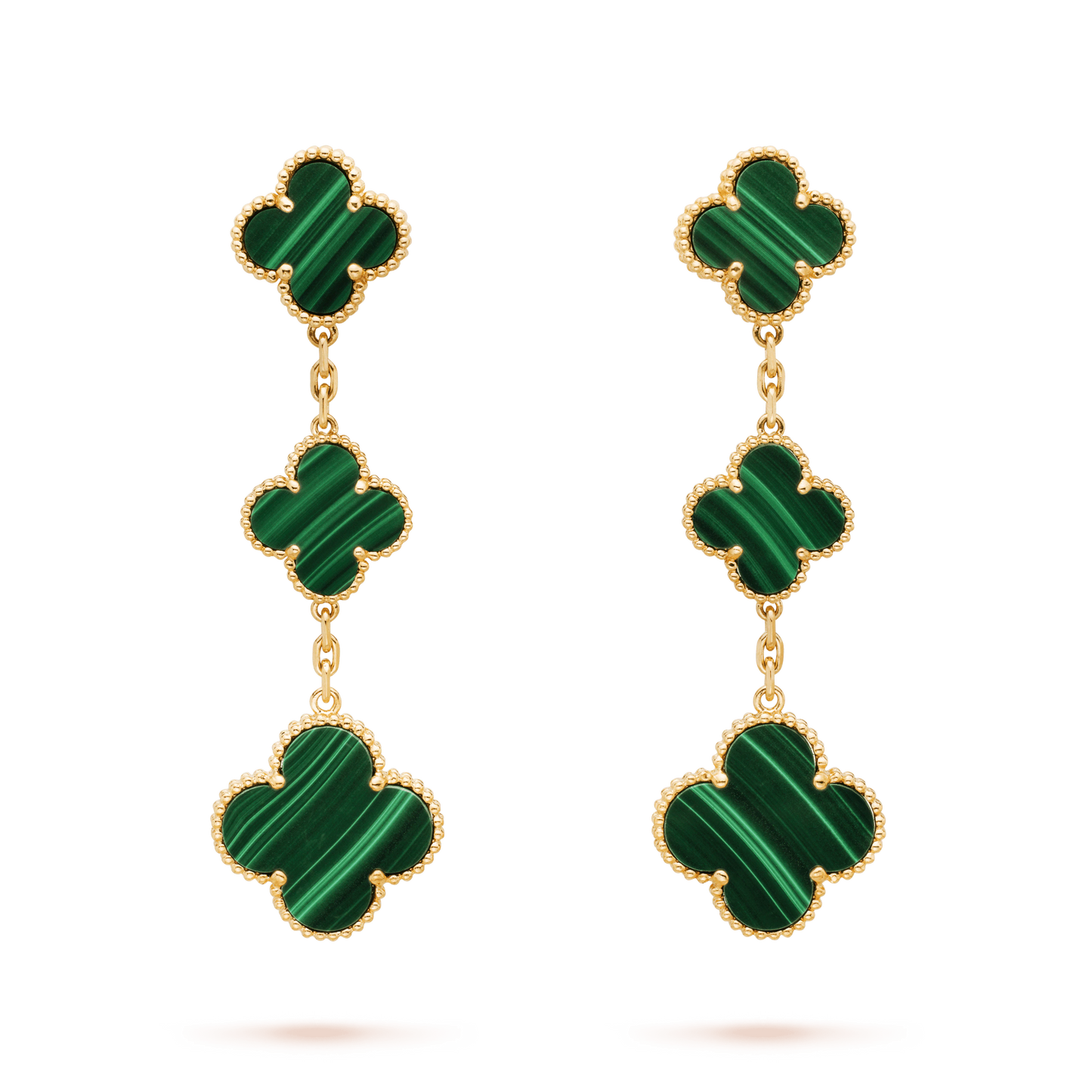 [AURORA]CLOVER MALACHITE 3 MOTIFS GOLD