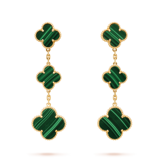[AURORA]CLOVER MALACHITE 3 MOTIFS GOLD