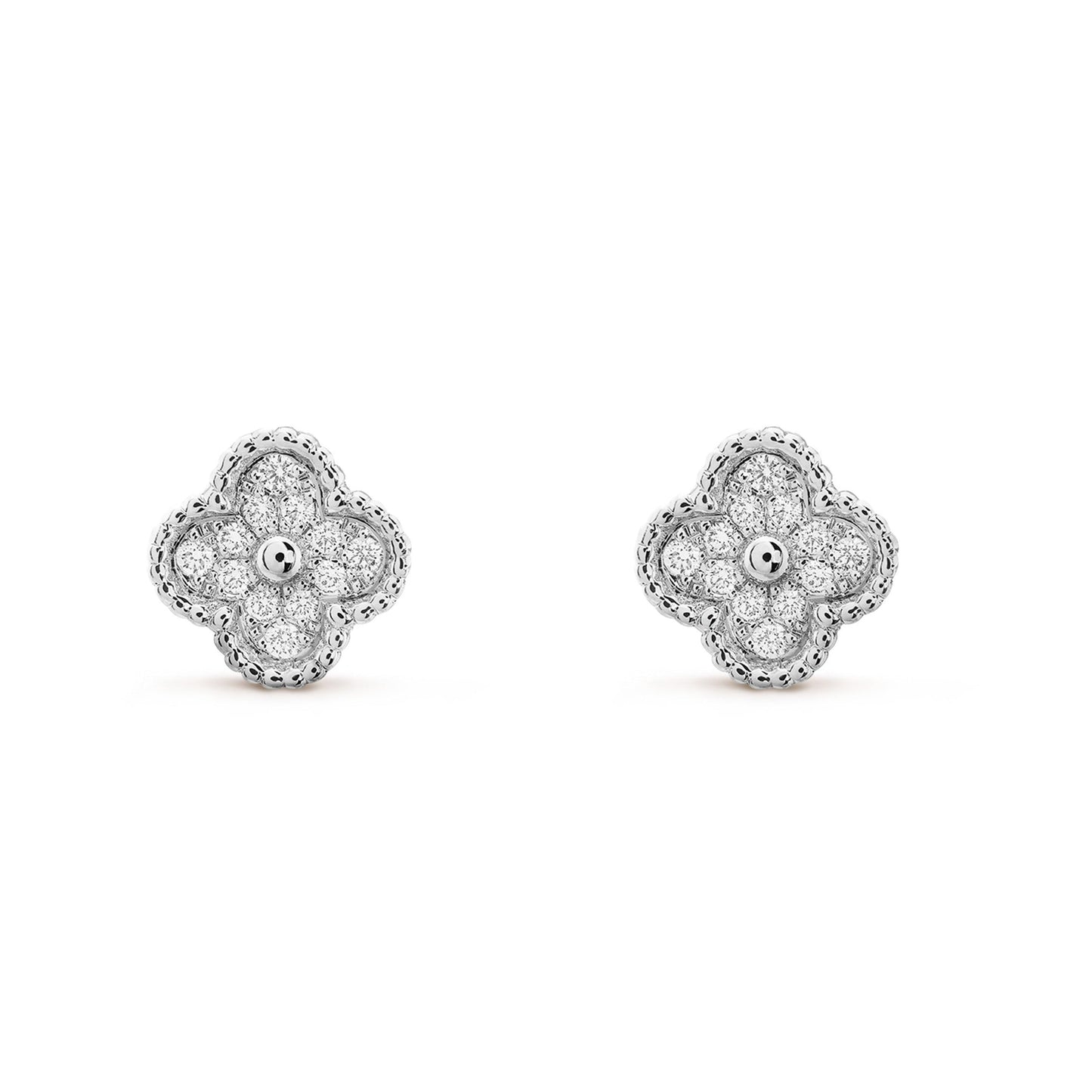 [AURORA]CLOVER MINI DIAMOND STUD EARRINGS