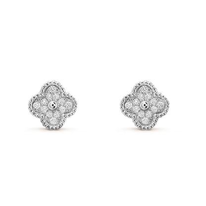 [AURORA]CLOVER MINI DIAMOND STUD EARRINGS