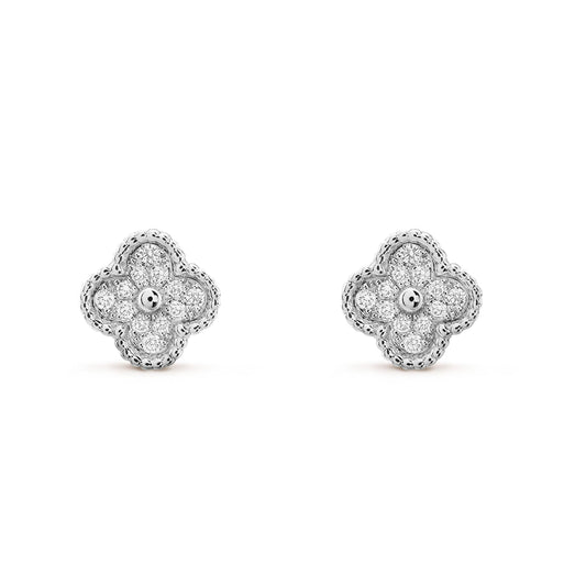 [AURORA]CLOVER MINI DIAMOND STUD EARRINGS