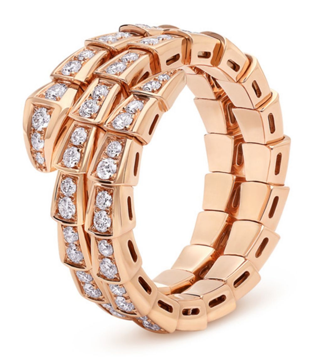 [AURORA]SERPENTI RING PINK GOLD DIAMOND DOUBLE ROW