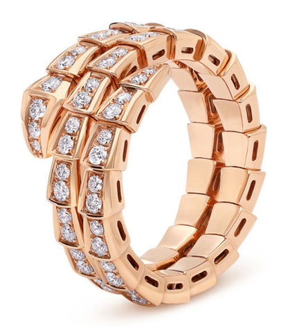 [AURORA]SERPENTI RING PINK GOLD DIAMOND DOUBLE ROW