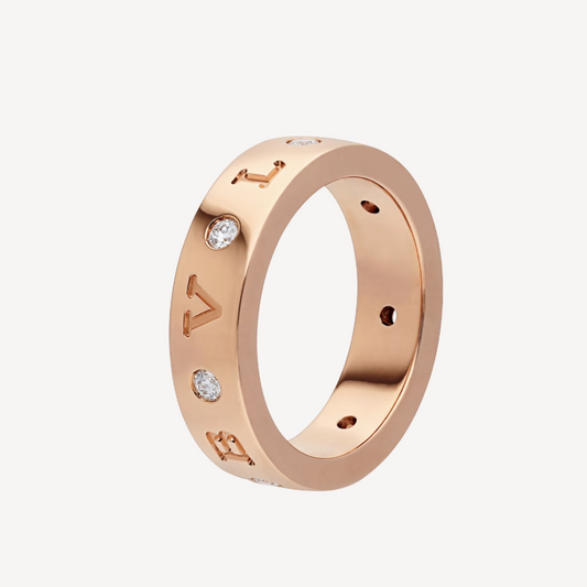[AURORA]ZERO 1 ESSENTIAL PINK GOLD BAND WITH DIAMONDS RING