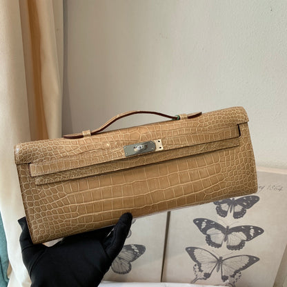 KELLY CUT 31 IN TORTILLA BROWN ALLIGATOR LEATHER WITH SILVER HARDWARE (MADE-TO-ODER)