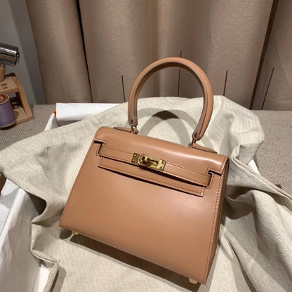 KELLY MINI 20 BAG IN CORAL PINK SMOOTH CALFSKIN WITH GOLD HARDWARE (MADE-TO-ODER)