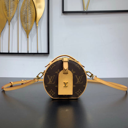 MINI BOITE CHAPEAU 13 IN BROWN MONOGRAM CANVAS GOLD HARDWARE