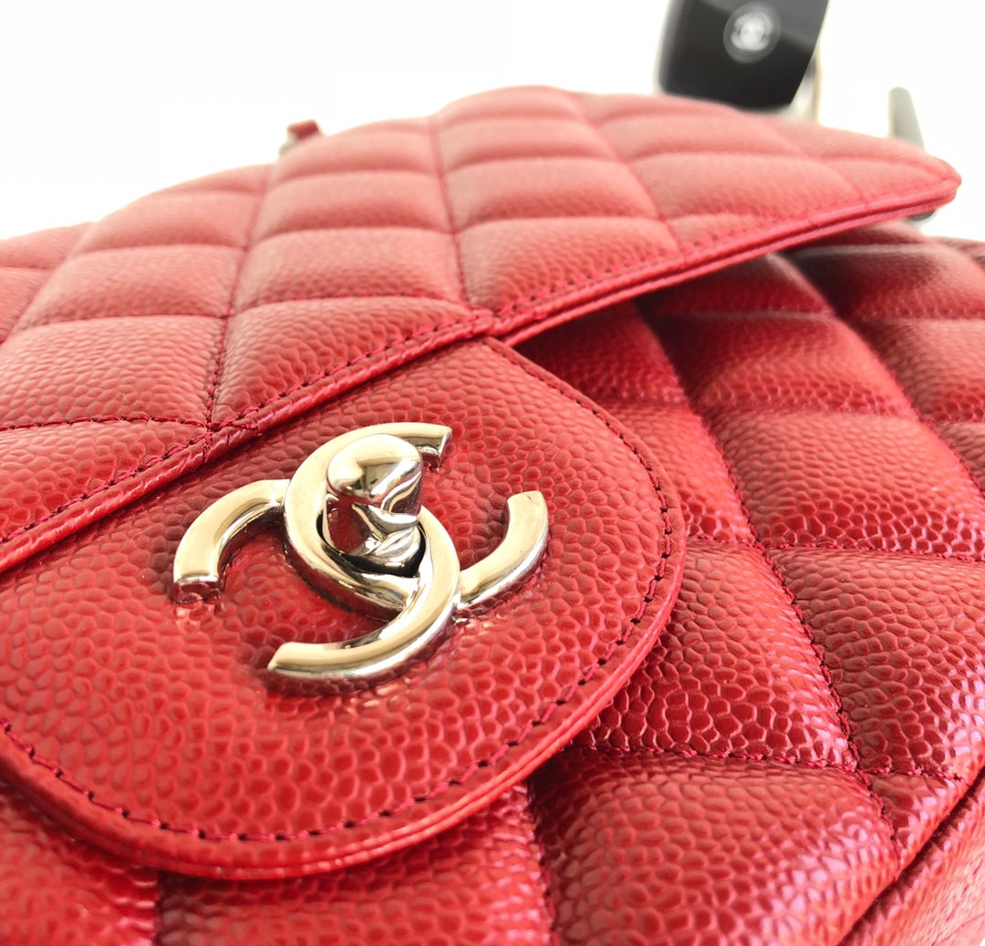 FLAP BAG JUMBO 30CM RED CAVIAR SILVER HARDWARE