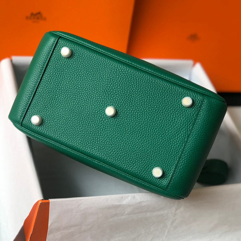 HM LINDY 30 BAG IN OCEAN GREEN CALFSKIN GOLD HARDWARE