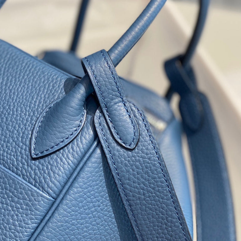 HM LINDY 30 BAG IN LYNCH BLUE CALFSKIN SILVER HARDWARE