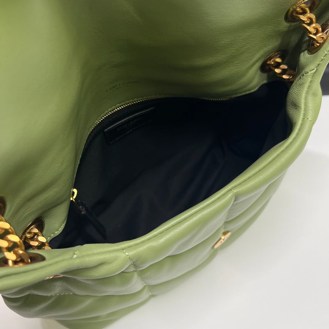 PUFFER TOY 29 IN FERN GREEN LAMBSKIN GOLD HARDWARE