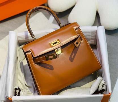 KELLY MINI 20 BAG IN BRONZE BROWN SMOOTH CALFSKIN WITH GOLD HARDWARE (MADE-TO-ODER)