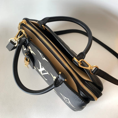 PETIT PALAIS PM MEDIUM SHOULDER BAG 29 IN BLACK MIX BEIGE EMBOSSED COWHIDE GOLD-TONE HARDWARE