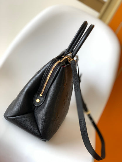 PETIT PALAIS PM MEDIUM SHOULDER BAG 29 IN BLACK EMBOSSED COWHIDE GOLD-TONE HARDWARE