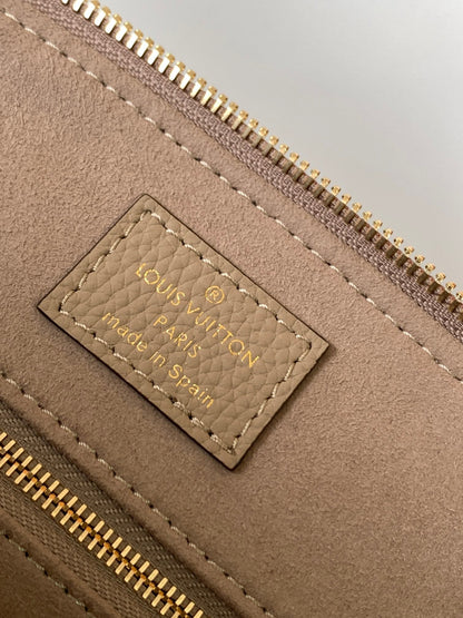 PETIT PALAIS PM LARGE SHOULDER BAG 34 IN BROWN EMBOSSED COWHIDE GOLD-TONE HARDWARE