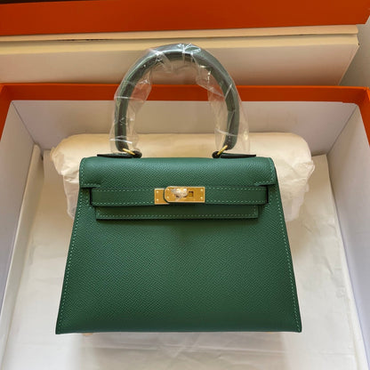 KELLY MINI 20 BAG IN DARK GREEN CALFSKIN WITH GOLD HARDWARE (MADE-TO-ODER)