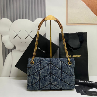 PUFFER BAG 29 IN BLUE GRADIENT DENIM GOLD HARDWARE