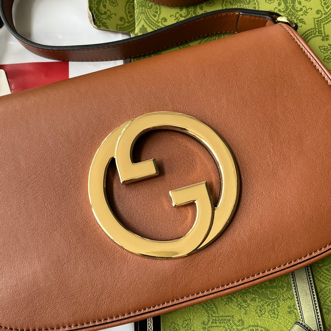 BLONDIE SHOULDER BAG 28 IN BRONZE BROWN LAMBSKIN GOLD HARDWARE