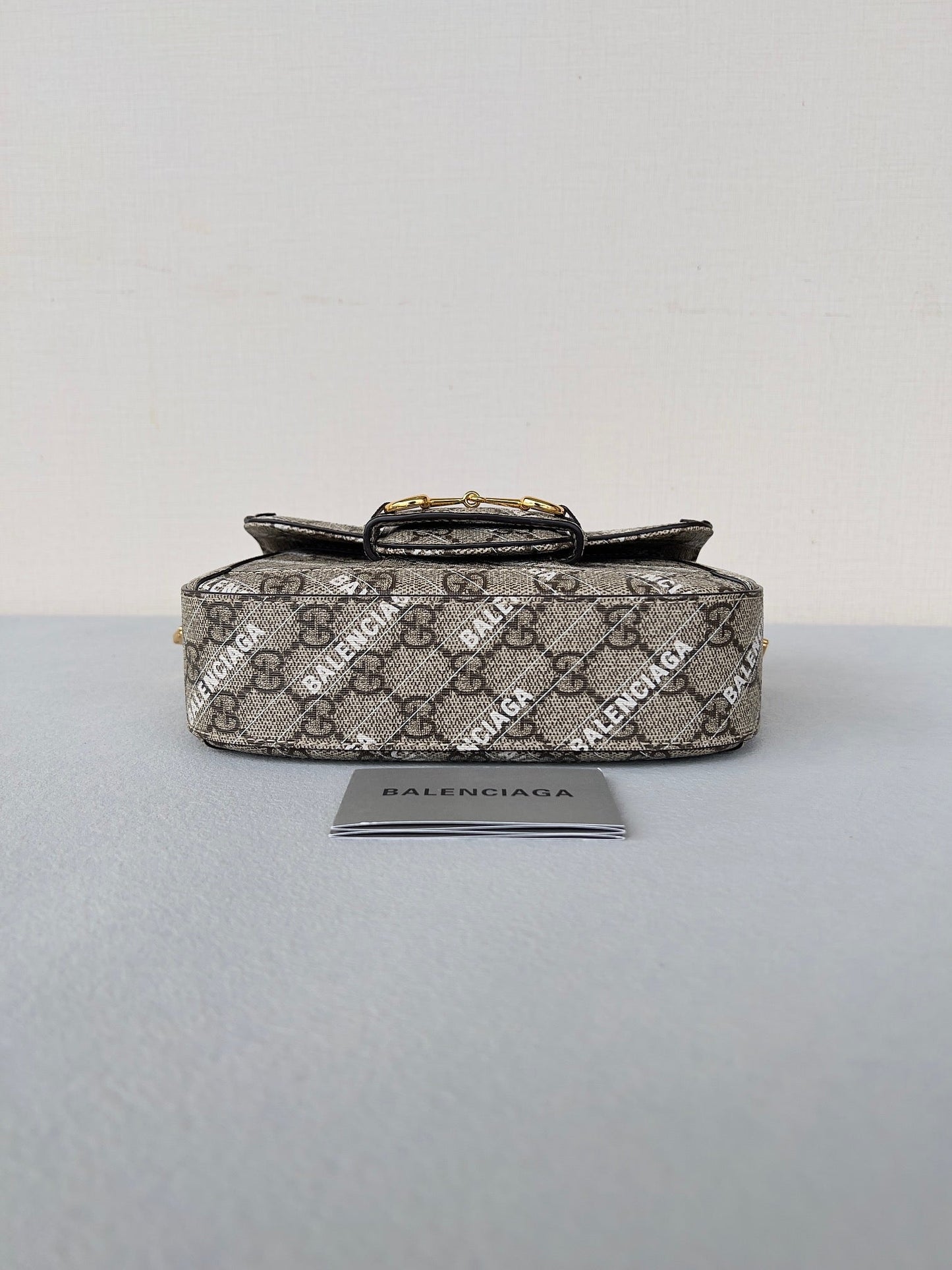 GG MINI 25 PRINTED SADDLE BAG IN EICRU BEIGE CANVAS