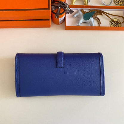 JIGE ELAN 29 CLUTCH IN COBALT BLUE CALFSKIN