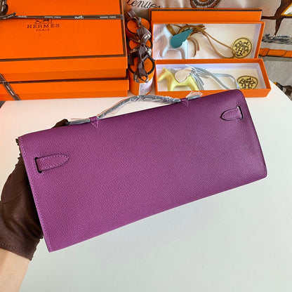 KELLY CUT 31 IN VIOLET PURPLE CALFSKIN WITH GOLD HARDWARE