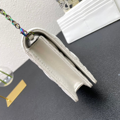 CARO SLIM POUCH 21 BAG IN WHITE CALFSKIN