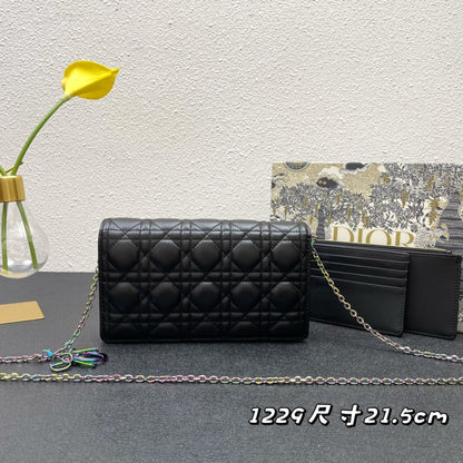 CARO SLIM POUCH 21 BAG IN BLACK CALFSKIN