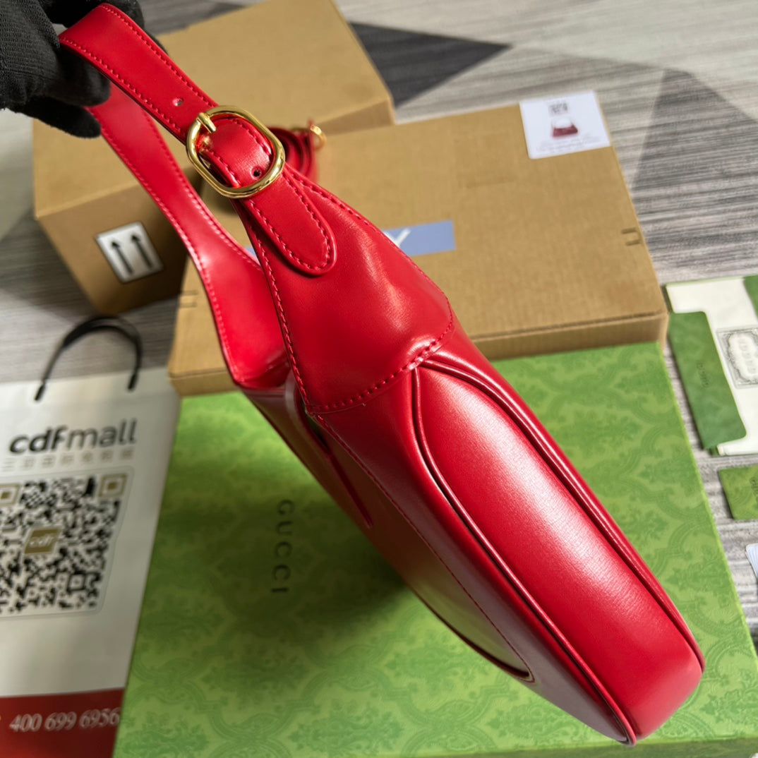 GG JACKIE SMALL 28 SHOULDER BAG IN CHERRY RED CALFSKIN